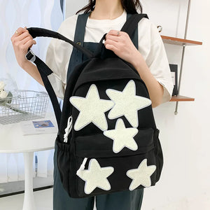 Women's Casual School Backpack Five-Stars Shoulder Bags For Teenagers Girls w111