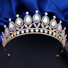 Cargar imagen en el visor de la galería, Royal Queen Water Drop Bridal Jewelry Sets Princess Tiaras and Necklace Earrings Wedding Crown Dubai Jewellry Set