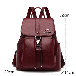 Genuine Leather Women Backpack Sac A Dos School Bags for Girls Large Travel Backpack a11