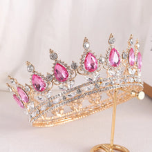 Load image into Gallery viewer, Round Royal Pink Tiaras and Crowns Crystal Queen King  Bridal Diadem Hair Jewelry b05