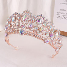 Charger l&#39;image dans la galerie, Rose Gold AB Color Rhinestone Wedding Crown Crystal Hair Accessories bc56 - www.eufashionbags.com