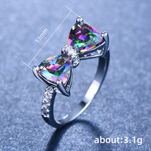 Charger l&#39;image dans la galerie, Personality Multi-colored CZ Bow Rings for Women Wedding  Jewelry dc36