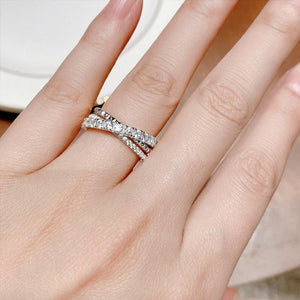Fashion Women Zirconia Cross Rings Trendy Silver Color Finger Jewelry hr07 - www.eufashionbags.com