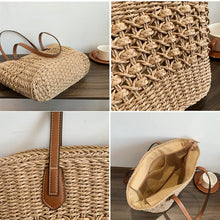 Carica l&#39;immagine nel visualizzatore di Gallery, New Summer Woven Shoulder Bag Women Beach Straw Knitted Handmade Large Handbag Purse a27