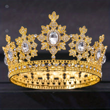 Laden Sie das Bild in den Galerie-Viewer, Luxury Crystal Rhinestone Crown Bride Tiara Wedding Accessories Round Diadem Gold Color Head Jewelry Crystal Hair Jewelry