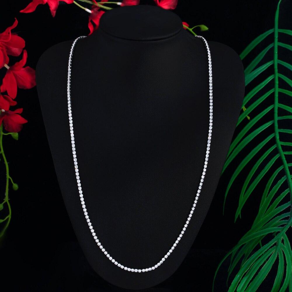 Sparkling Multi Layered Round Cubic Zirconia Long Tennis Necklace for Women cn25 - www.eufashionbags.com