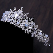 Cargar imagen en el visor de la galería, Pink Colors Crystal Bridal Jewelry Sets for Women Tiaras Dangle Earrings Flower Necklace Wedding Crown Jewelry Set Princess