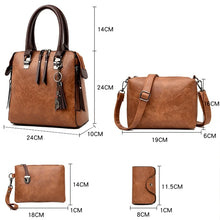 Carica l&#39;immagine nel visualizzatore di Gallery, 4 Pieces/set Luxury Handbags Women Vintage PU Leather Bags Tassel Designer Messenger Bags