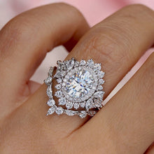 画像をギャラリービューアに読み込む, Trendy Women Set Rings for Engagement Wedding Cubic Zirconia 2Pcs Rings
