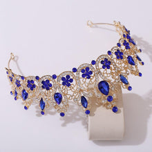 Load image into Gallery viewer, Luxury Crystal Leaf Headpieces Queen Crown Princess Rhinestone Wedding Hair Jewelry bc19 - www.eufashionbags.com