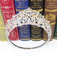 Charger l&#39;image dans la galerie, Large Miss Universe Wedding Hair Accessories Crystal Round Tiara Queen Princess Leaf Crown bc07 - www.eufashionbags.com