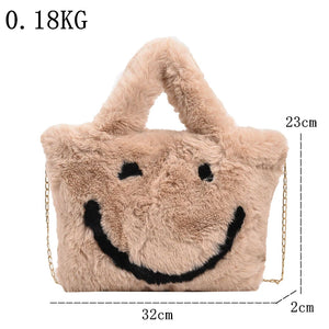 Fashion Tote Bag New Shoulder Bag Large Women's Autumn and Winter Plush Crossbody Bag a94