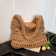 Cargar imagen en el visor de la galería, New Summer Straw Bag for Women Straw Shoulder Bags Rattan Woven Hollow Beach Bag a188