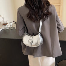 Load image into Gallery viewer, Silver Shoulder Bags for Women 2024 Summer Y2K Small PU Leather Luxury Handbags Crossbody Saddle Bag