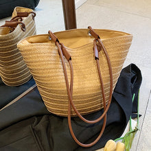 Cargar imagen en el visor de la galería, 2024 Women Braided Basket Clutches Top-handle Bag Large Straw Portable Shoulder Bag a173