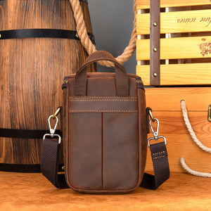 Crazy Horse Leather Shoulder Bag for Men Sling Side Pouch Vintage Crossbody Bags Business Travel Day Pack Handbag for Man