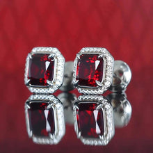 Load image into Gallery viewer, Bright Square Red Cubic Zirconia Stud Earrings for Women Ear Piercing Accessories - www.eufashionbags.com