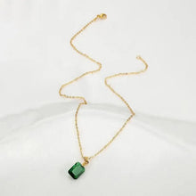 Cargar imagen en el visor de la galería, Square Green Cubic Zirconia Pendant Necklace for Women t25 - www.eufashionbags.com