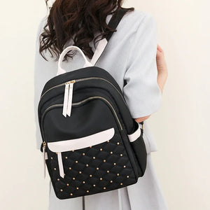Fashion Anti-theft Women Rivet Backpacks Nylon Shoulder Bags for Teenager Girls Large School Bag Casual Travel Backpack