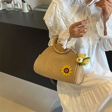 画像をギャラリービューアに読み込む, Cotton thread Woven Handbag Women Holiday Beach Casual Tote Top-Handle Bags a180