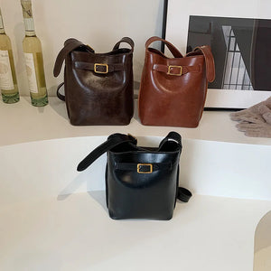 Belt Design Pu Leather Shoulder Bags for Women Winter Fashion Small Handbags x209