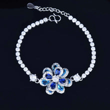 Cargar imagen en el visor de la galería, Silver Gold Color Flower Bracelet Earrings Necklace Ring Jewelry Sets For Women x69