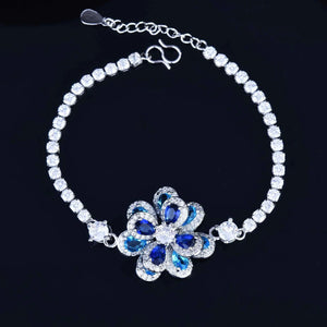 Silver Gold Color Flower Bracelet Earrings Necklace Ring Jewelry Sets For Women x69