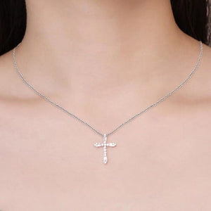 Fashion Women's Cross Pendant Necklace Crystal Cubic Zirconia Wedding Necklace t09 - www.eufashionbags.com