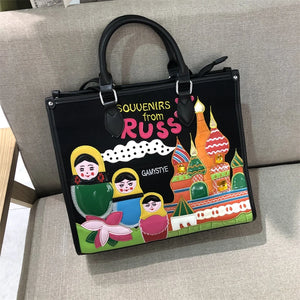 New Theme Embroidery Handbag Large Canvas One Shoulder Tote Bags for Women Hot Sale