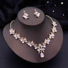 Carica l&#39;immagine nel visualizzatore di Gallery, 3 Pcs Water drop Butterfly Bridal Jewelry Sets for Women Earring Necklace Set Rhinestone Crystal Wedding Jewelry Sets