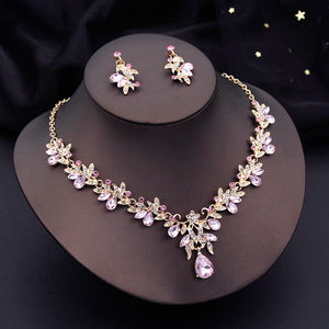 3 Pcs Water drop Butterfly Bridal Jewelry Sets for Women Earring Necklace Set Rhinestone Crystal Wedding Jewelry Sets