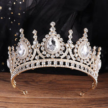 Load image into Gallery viewer, Rose Gold Peach Crystal Bridal Tiaras Queen AB Rhinestone Crown Wedding Hair Accessories bc85 - www.eufashionbags.com