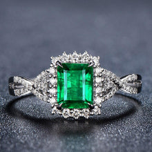 Load image into Gallery viewer, Square Shaped Green Cubic Zirconia Wedding Ring for Women hr175 - www.eufashionbags.com