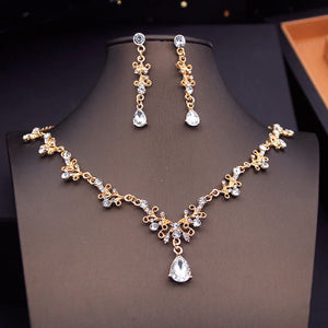 Fashion Red Bridal Jewelry Sets for Women Choker Necklace Earrings With Crown Wedding Bride Set Costume Accessories
