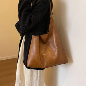 Soft Women's Hobo Shoulder Bag Large Pu Leather Shopping Top-Handle Bag q353