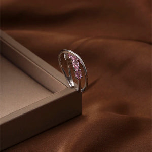 Pink Color Microinlaid Zircon Cross Ring Adjustable Advanced Open Index Finger Rings