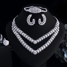 Carica l&#39;immagine nel visualizzatore di Gallery, 4 Pcs Sparkling Cubic Zirconia Necklace Bridal Festive Dubai Jewelry Sets