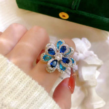 Charger l&#39;image dans la galerie, Silver Gold Color Flower Bracelet Earrings Necklace Ring Jewelry Sets For Women x69