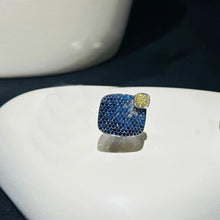 Cargar imagen en el visor de la galería, Silver Color Micro-inlay Full Blue Zircon Rings for Women Square Geometry Ring Jewelry Gift x50