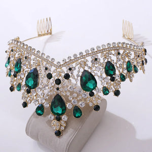 Large European Crystal Wedding Crown Rhinestone Queen Tiaras Comb Hair Accessories b10