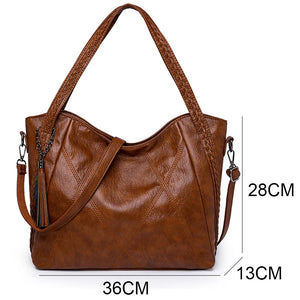Luxury PU Leather Women Shoulder Bags Large Crossbody Bags Casual Retro Solid Color Travel Shopping Tote Bags Sac