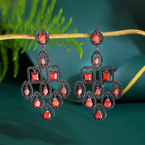 Sparkling Cubic Zirconia Dangle Earrings Long Chandelier Water Droplets Wedding Jewelry b75