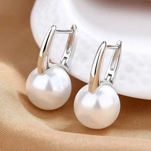 Load image into Gallery viewer, Minimalist Simulated Pearl Earrings Silver Color Women Temperament Jewelry