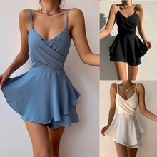Carica l&#39;immagine nel visualizzatore di Gallery, 2024 Slim Suspender Strap Sexy Jumpsuits Y2k Solid Ruffles Rompers Summer Casual Threaded Slip Playsuits
