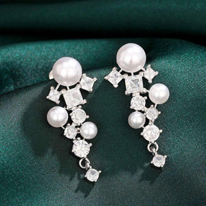 Simulated Pearl Cubic Zirconia Earrings for Women hr167 - www.eufashionbags.com