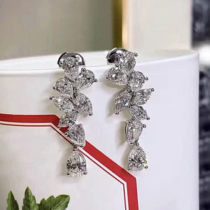 Sparkling CZ Dangle Earrings for Women Chic Ear Hanging Accessories Party Jewelry