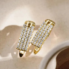 Carica l&#39;immagine nel visualizzatore di Gallery, Modern Fashion Women&#39;s Earrings Gold Color U Shaped Hoop Earrings Full Cubic Zirconia Sparkling Earrings Jewelry