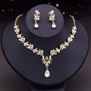 Royal Queen Wedding Crown Earrings and Choker Necklace Sets for Women Tiaras Bridal Jewelry Sets