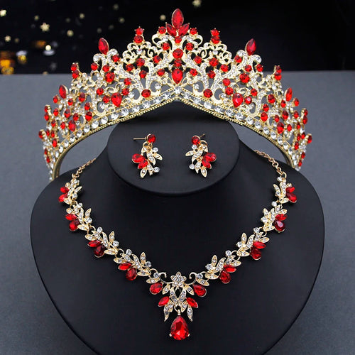 Luxury Crown Jewelry Sets for Women Earrings Tiaras Wedding Necklace sets Princess Girls Party Prom Costume Jewelry Set