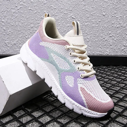 Mesh Breathable Sneakers for Women Geometric Shoes Walking Running Shoes